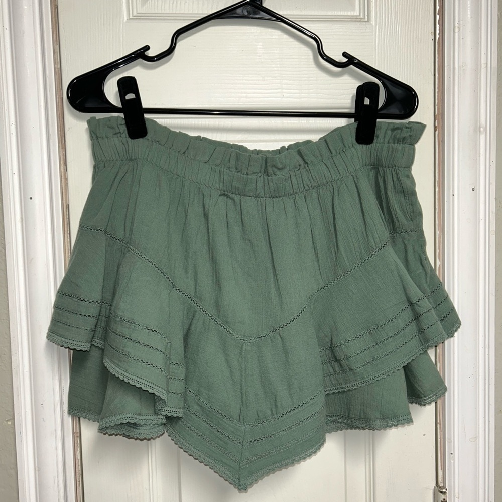 Aerie Tiered Green Skort